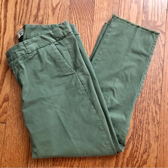 Nili Lotan East Hampton Pants Green Cameo Frayed Hem Women’s Size 10 - Picture 10 of 12
